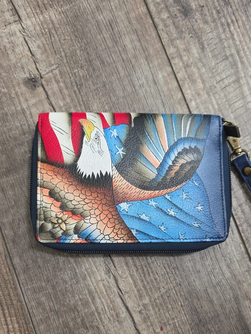 ANUSCHKA LEATHER WRISTLET HANDPAINTED AMERICAN EAGLE